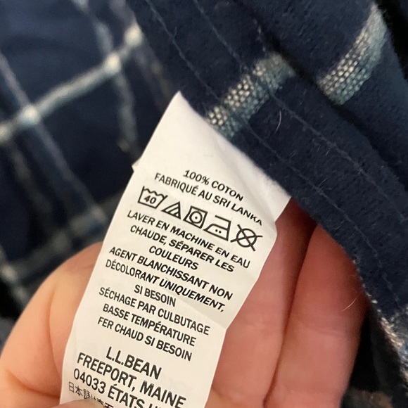 L.L. Bean Flannel Cotton Classic Blue Plaid Shirt - Picture 3 of 4